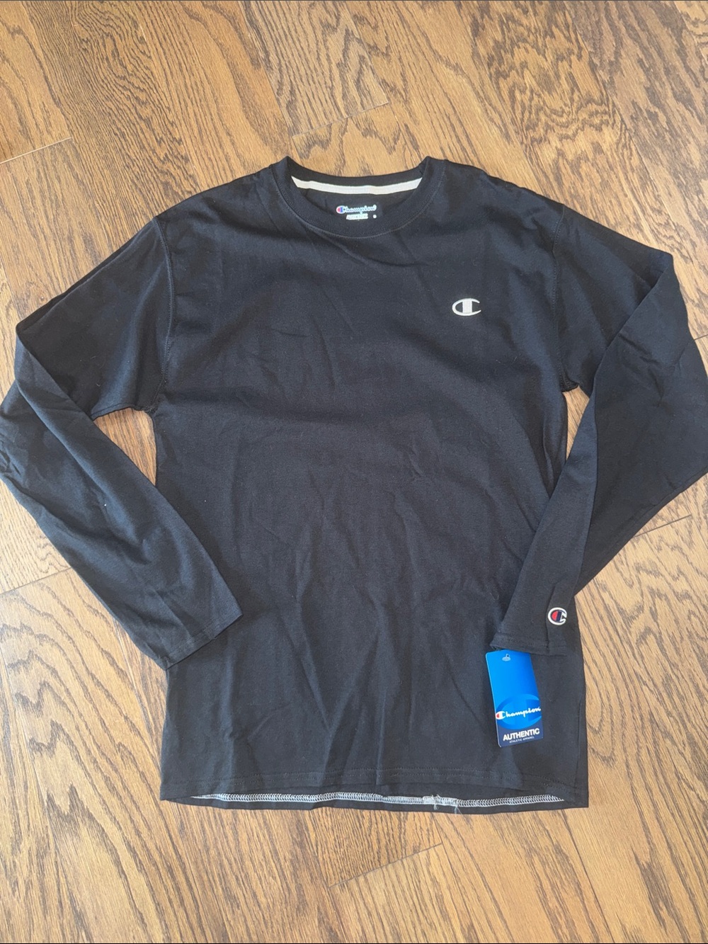 Champion Black Long Sleeve Crewneck Shirt with Logo